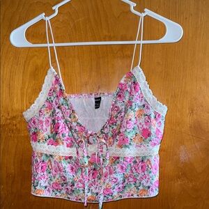SHEIN Pink Floral Lace Cami Top